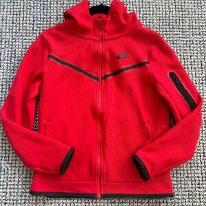Nike Sportswear Kids' Tech Fleece Full-Zip Hoodie University Red/Black-Boys LG